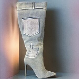 Stylish Denim Knee-High Boots